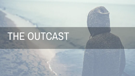 The Outcast artwork showing a hooded figure in the mist