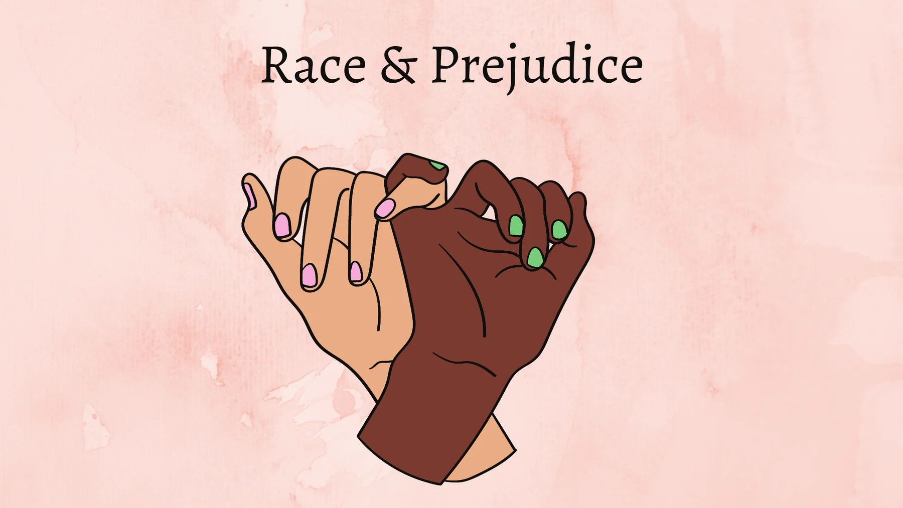Race and Prejudice artwork showing hands of different skin tones