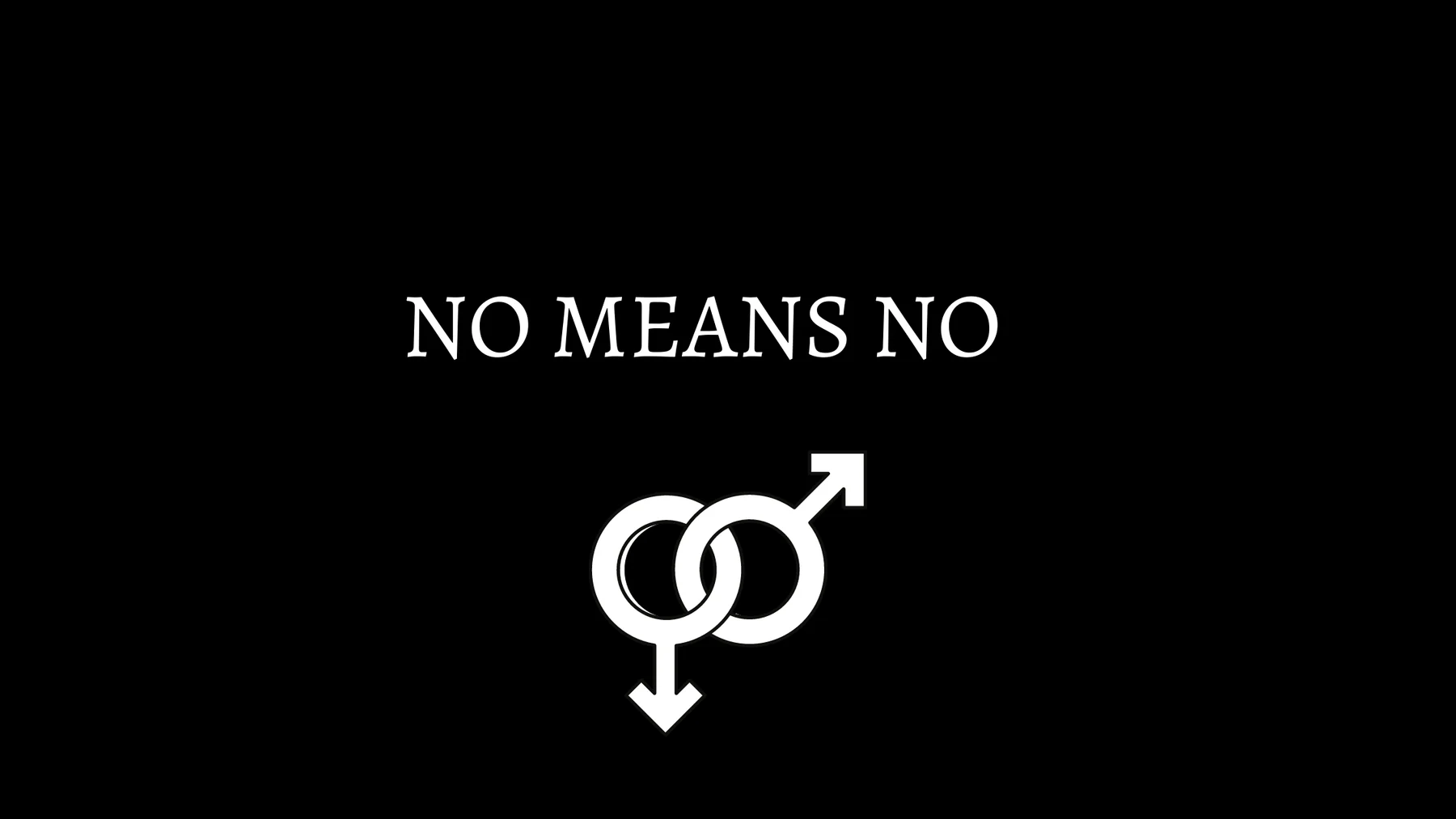 No Means No artwork with interlocking gender symbols